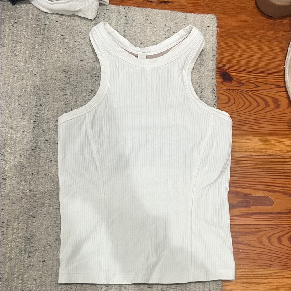 Lululemon Athletica White Ribbed Tank Top